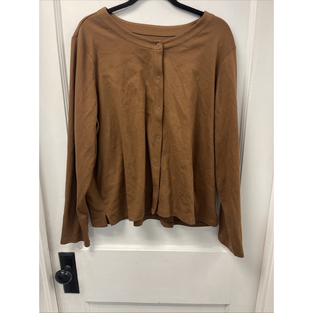 Isaac Mizrahi Live! Essential Snap Front Cardigan Size 2XL Brown NWOT